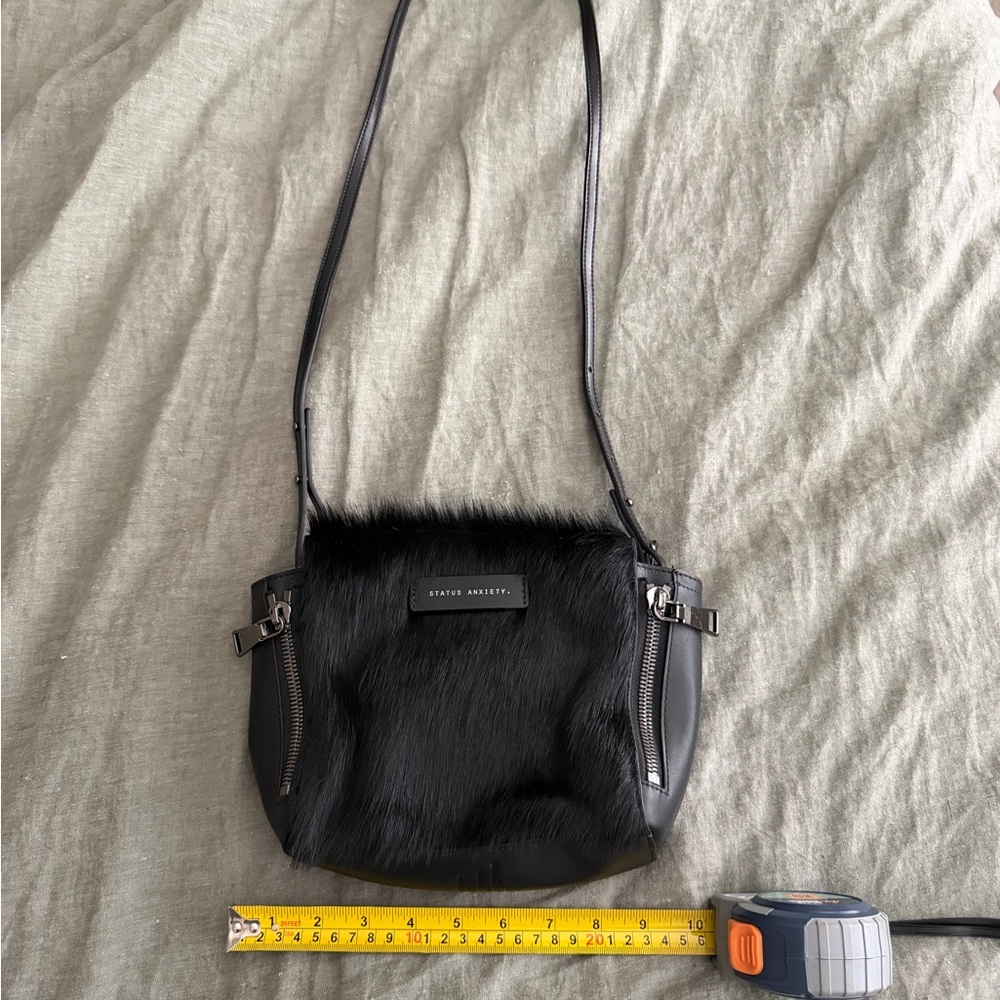 Status Anxiety Black Faux Fur and Leather Crossbody Bag - Picture 5 of 5